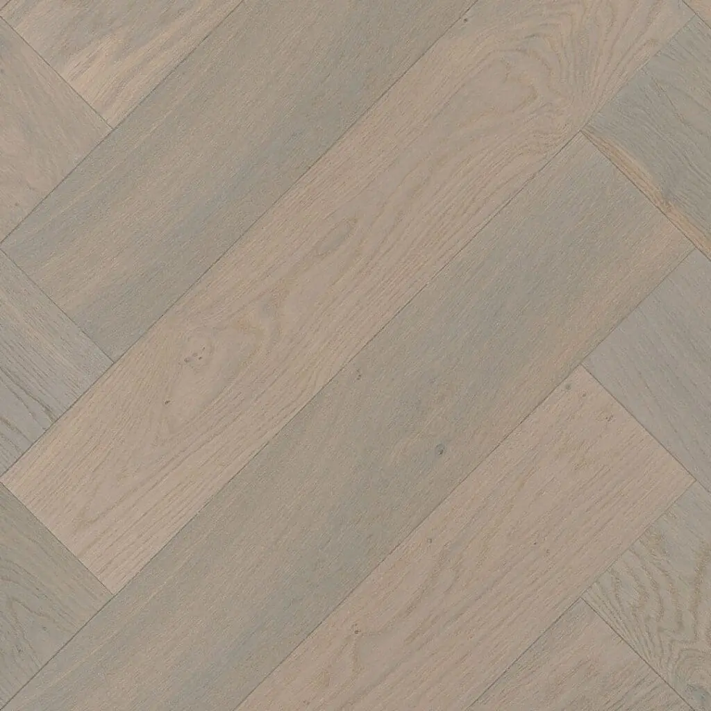 PrimoFloor Pacific Panay, Eiken visgraatparket, donker gerookt, olie wit afgewerkt, rustieke selectie