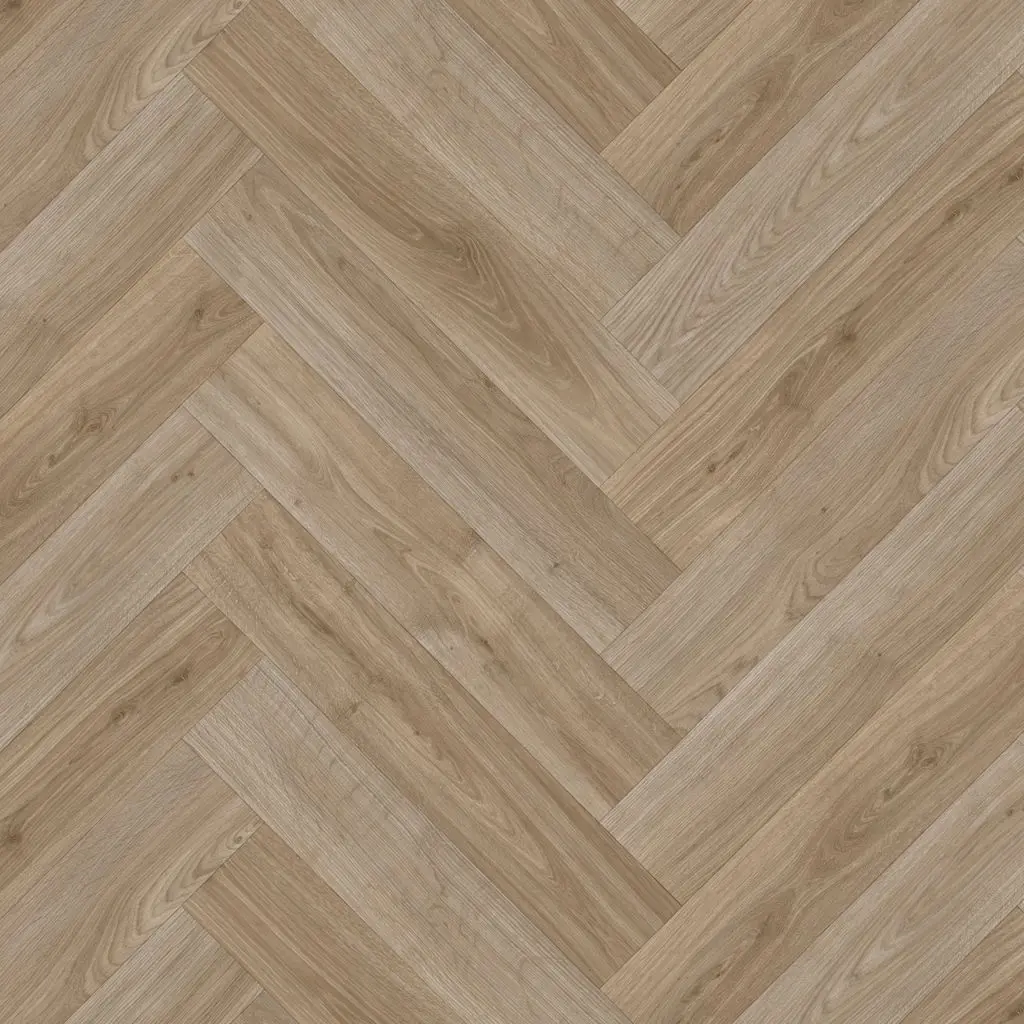 Vinyl op rol PrimoFloor Supreme 50 Visgraat Boreal eiken bruin 4500 2,8mm 4m breed