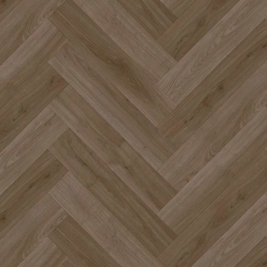 Vinyl op rol PrimoFloor Supreme 50 Visgraat Boreal eiken donkerbruin 4800 2,8mm 4m breed