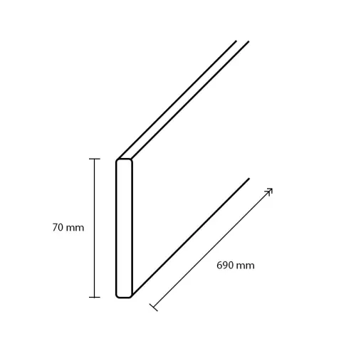 72913 PrimoStep - Afdekkap links - Baltic grijs marmer - 7 x 69 cm