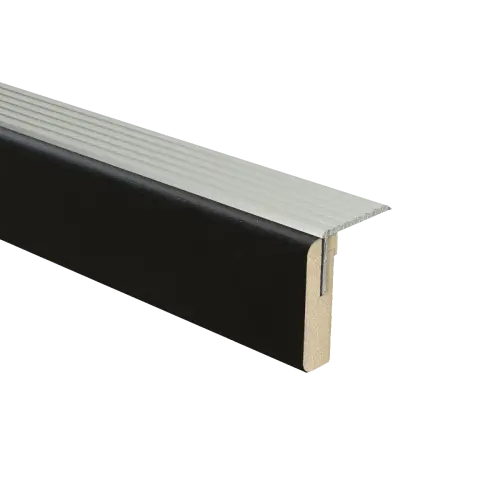 74230 PrimoStep - Uitlooptrede alu zilver - Vesuvius Zwart Houtnerf - 181 x 5,7 cm