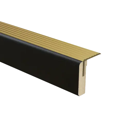 74234 PrimoStep - Uitlooptrede alu goud - Vesuvius Zwart Houtnerf - 181 x 5,7 cm