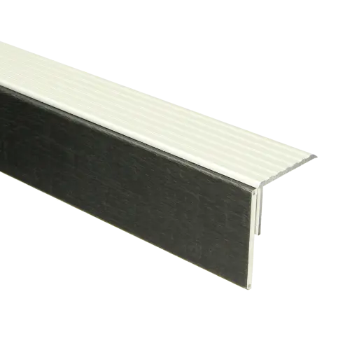 74521 PrimoStep - Uitlooptrede alu zilver - LVT Zwart houtnerf - 130 x 5,7 cm