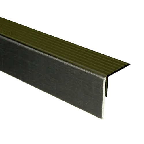 74522 PrimoStep - Uitlooptrede alu brons - LVT Zwart houtnerf - 130 x 5,7 cm