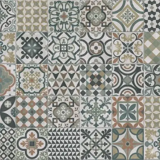 [BEFL70361] Vinyl op rol Phonitec tegelmotief Carcassonne 472M 3,3mm 2m breed