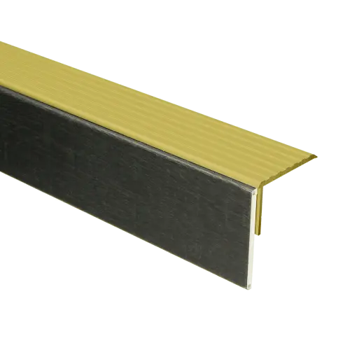 74520 PrimoStep - Uitlooptrede alu goud - LVT Zwart houtnerf - 100 x 5,7 cm